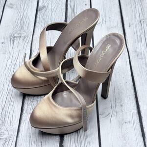Sergio Rossi Designer Satin Platform High Heels Size 38 (US size 7 1/2)